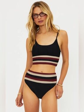 Beach Riot Millie High Waist Rib Bikini Bottoms, Size Small, $108